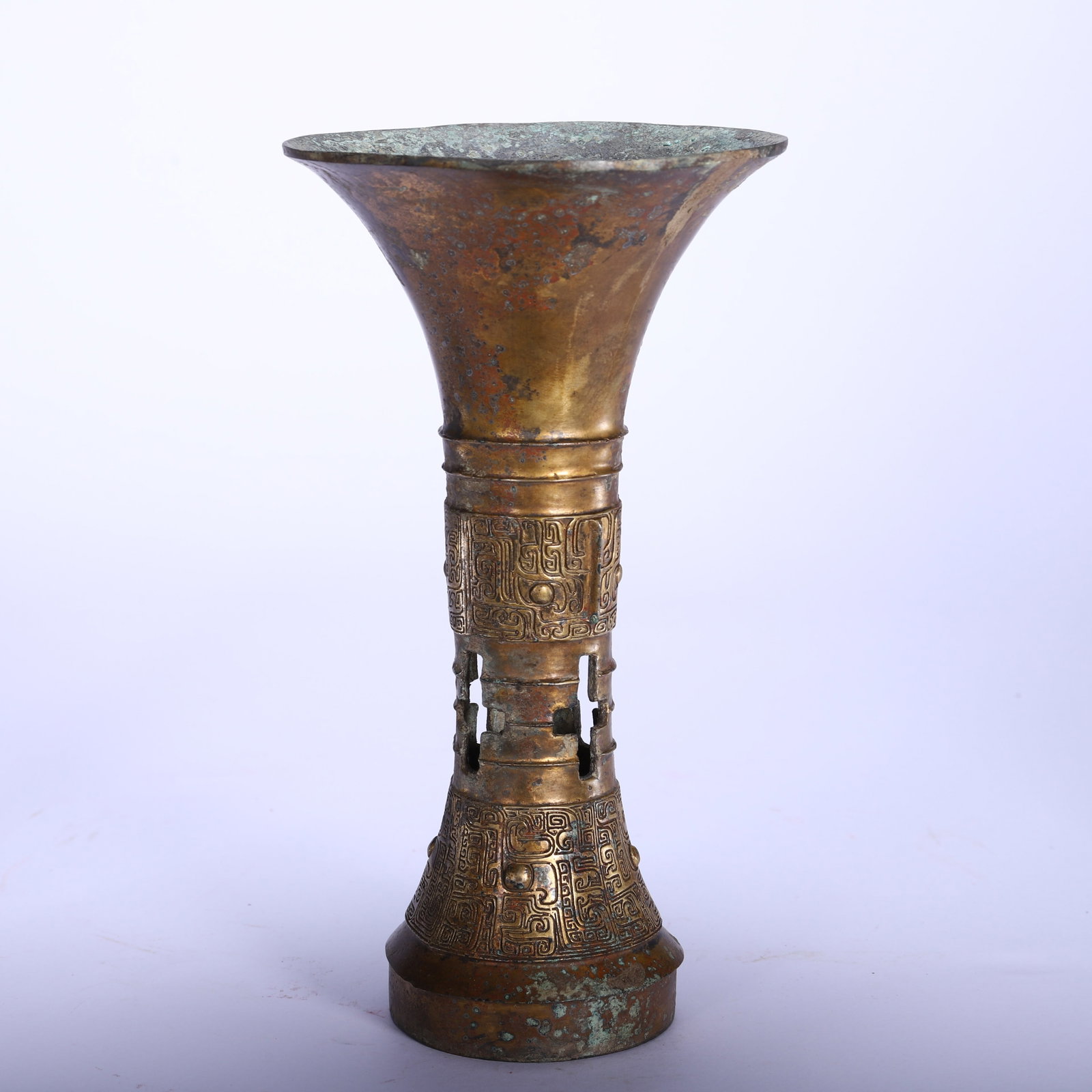 A Chinese Archaic-Style Bronze Gu Vase (1 of 9)