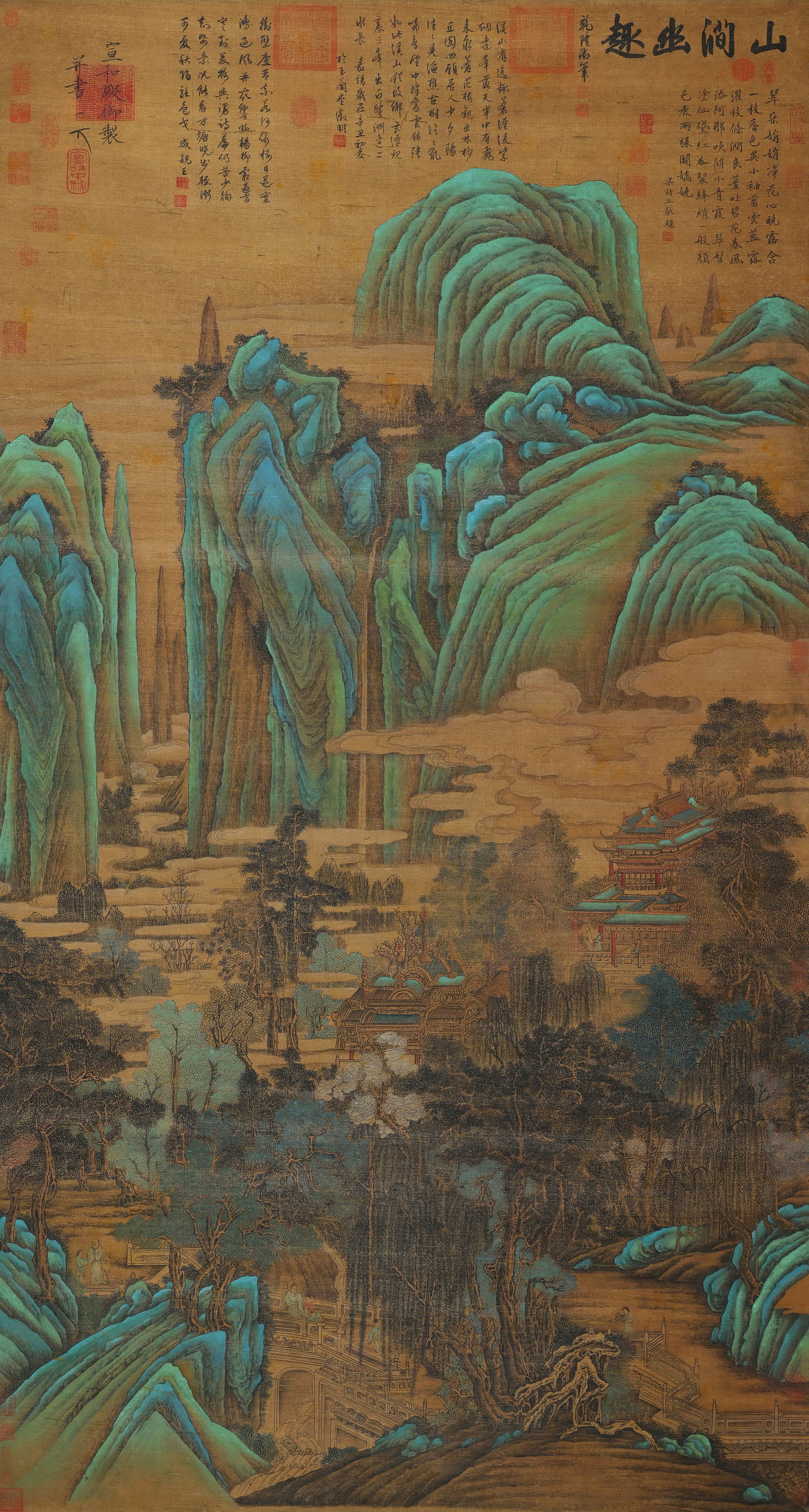 Emperor Zhao Ji mark, Chinese Landscape painting, Ink and Color on Silk, Hanging Scroll: Emperor Zhao Ji mark, Chinese Landscape painting, Ink and Color on Silk, Hanging Scroll (185 x 101cm)