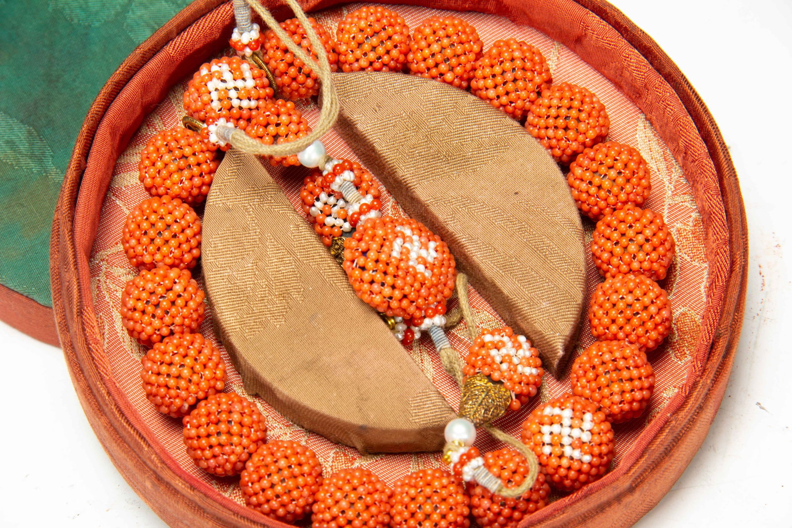 Chinese Coral Beaded Prayer Hand String - 2