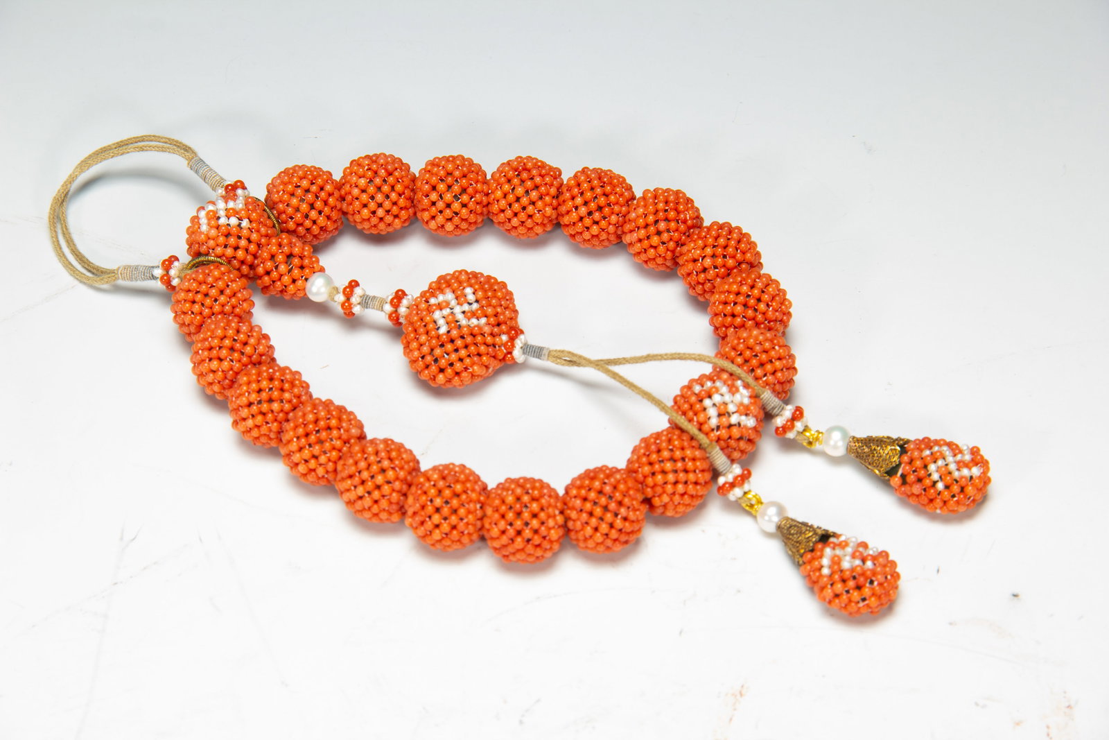 Chinese Coral Beaded Prayer Hand String - 6