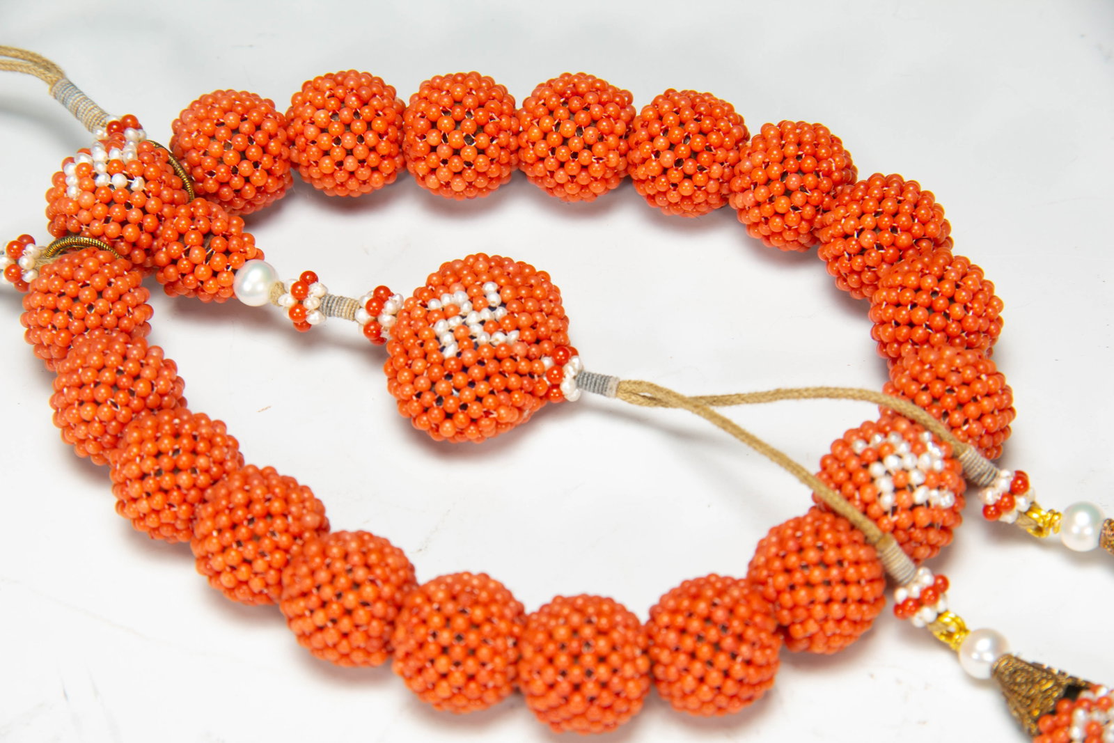 Chinese Coral Beaded Prayer Hand String - 7