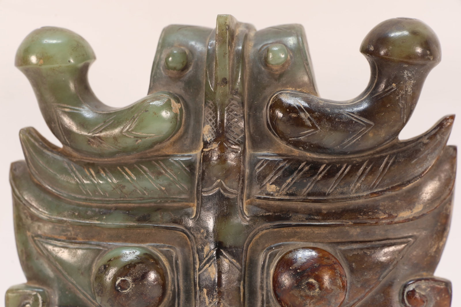 A Jade Carved Beast Face Pattern Figure - 2