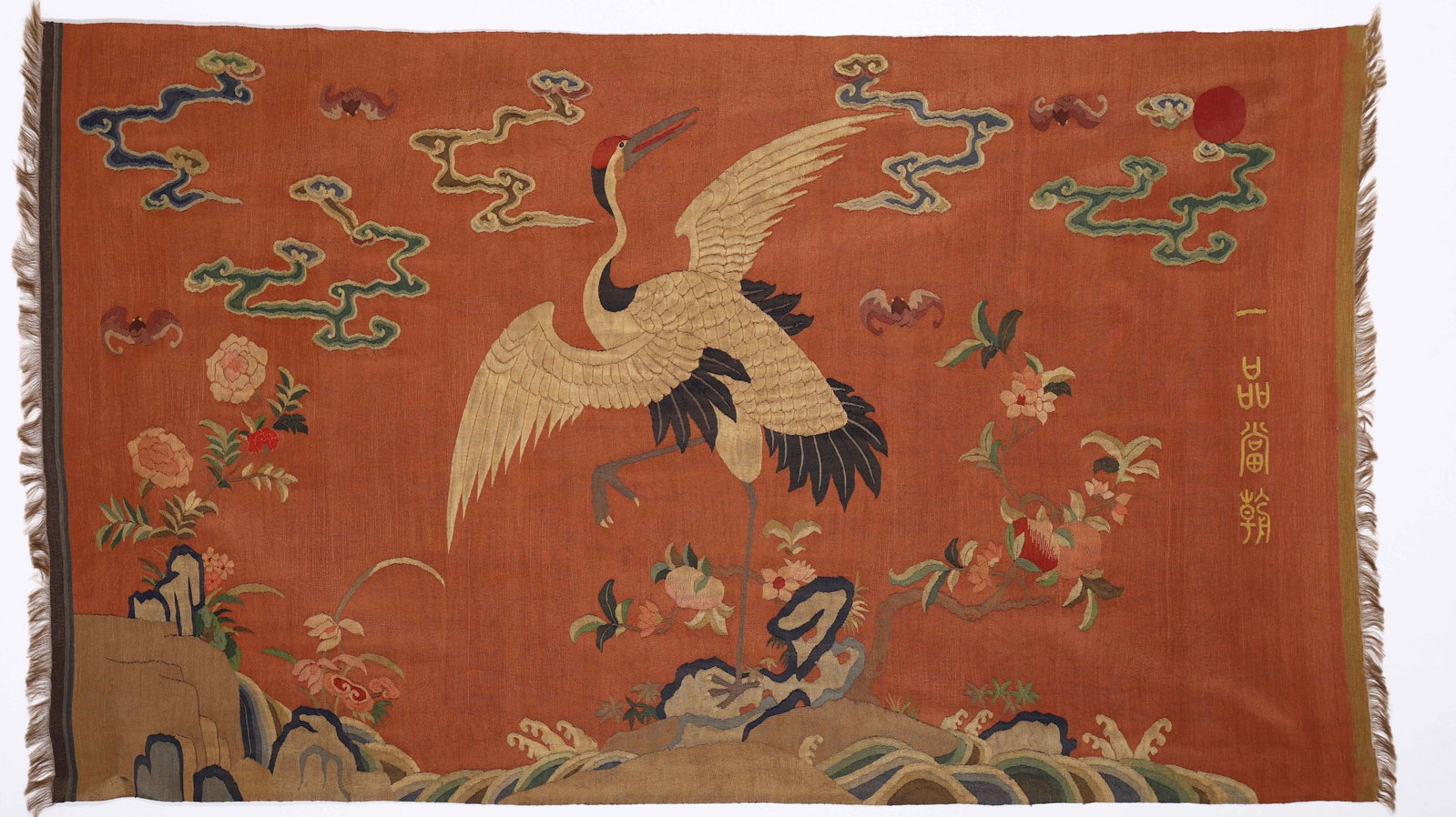 A CHINESE KESI 'CRANE AND FLOWERS' PANEL (1 of 9)