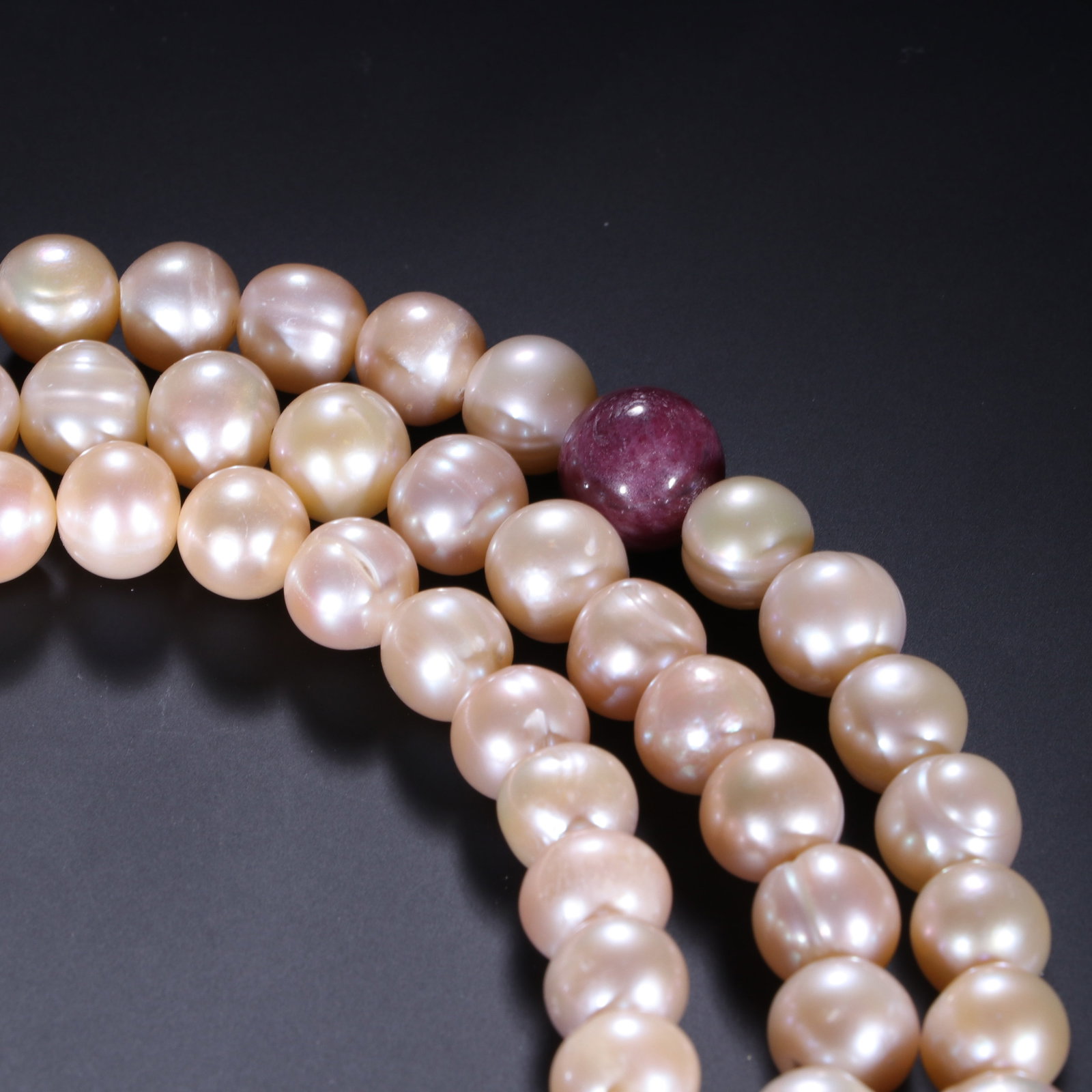 A Chinese Pearl Prayer Beads with Ruby Accents - 2