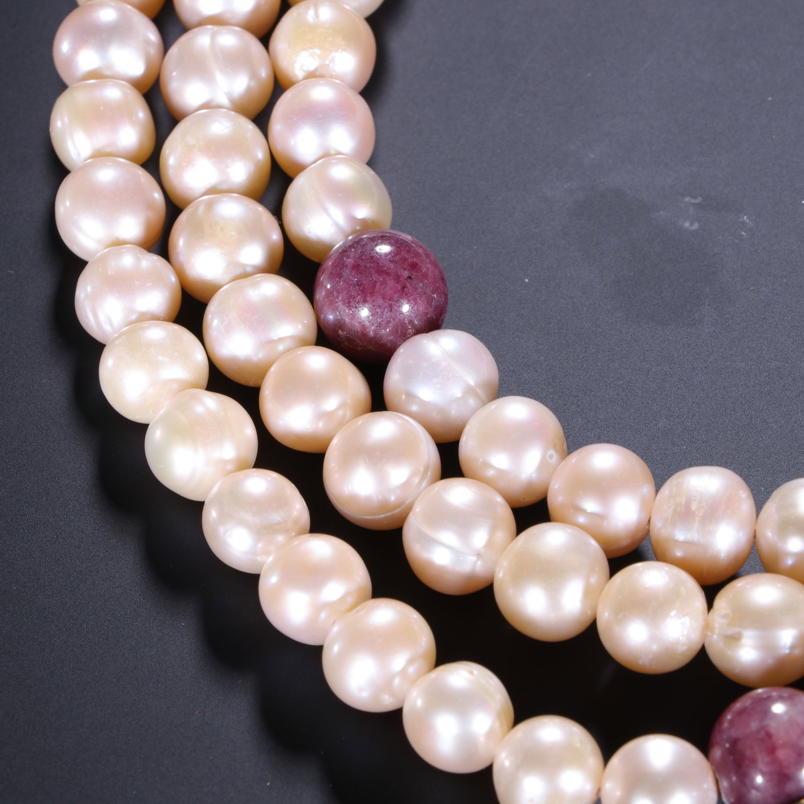 A Chinese Pearl Prayer Beads with Ruby Accents - 4