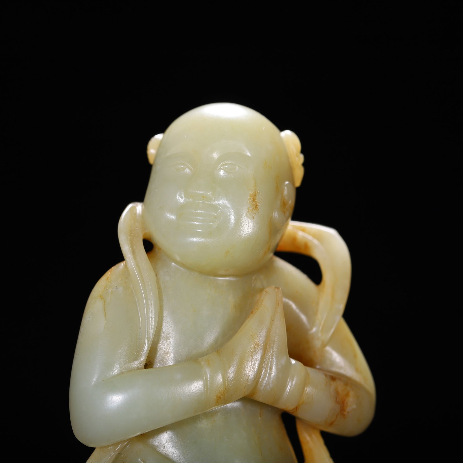 A Chinese Hetian Jade Standing Boy Statue - 2