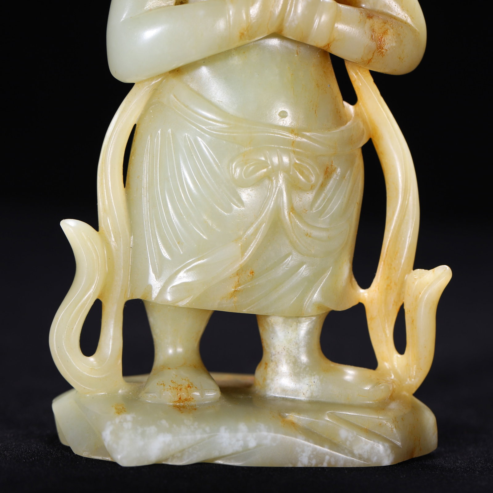 A Chinese Hetian Jade Standing Boy Statue - 3