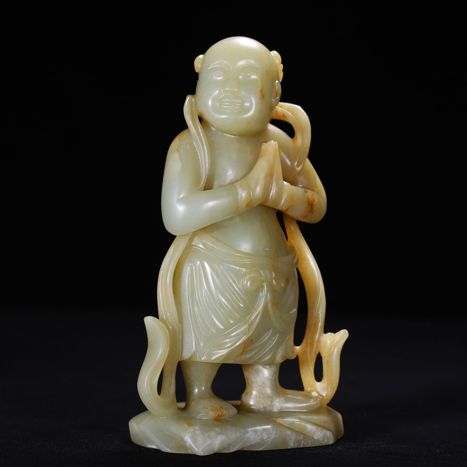 A Chinese Hetian Jade Standing Boy Statue - 4