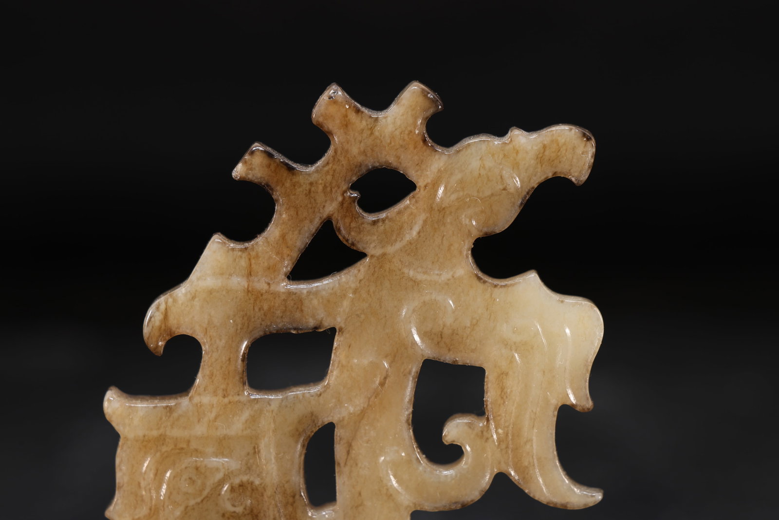 Jade Carved Character Face Pattern Bird Shape Bi - 2