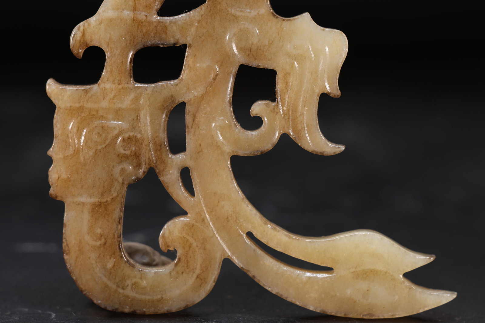 Jade Carved Character Face Pattern Bird Shape Bi - 3
