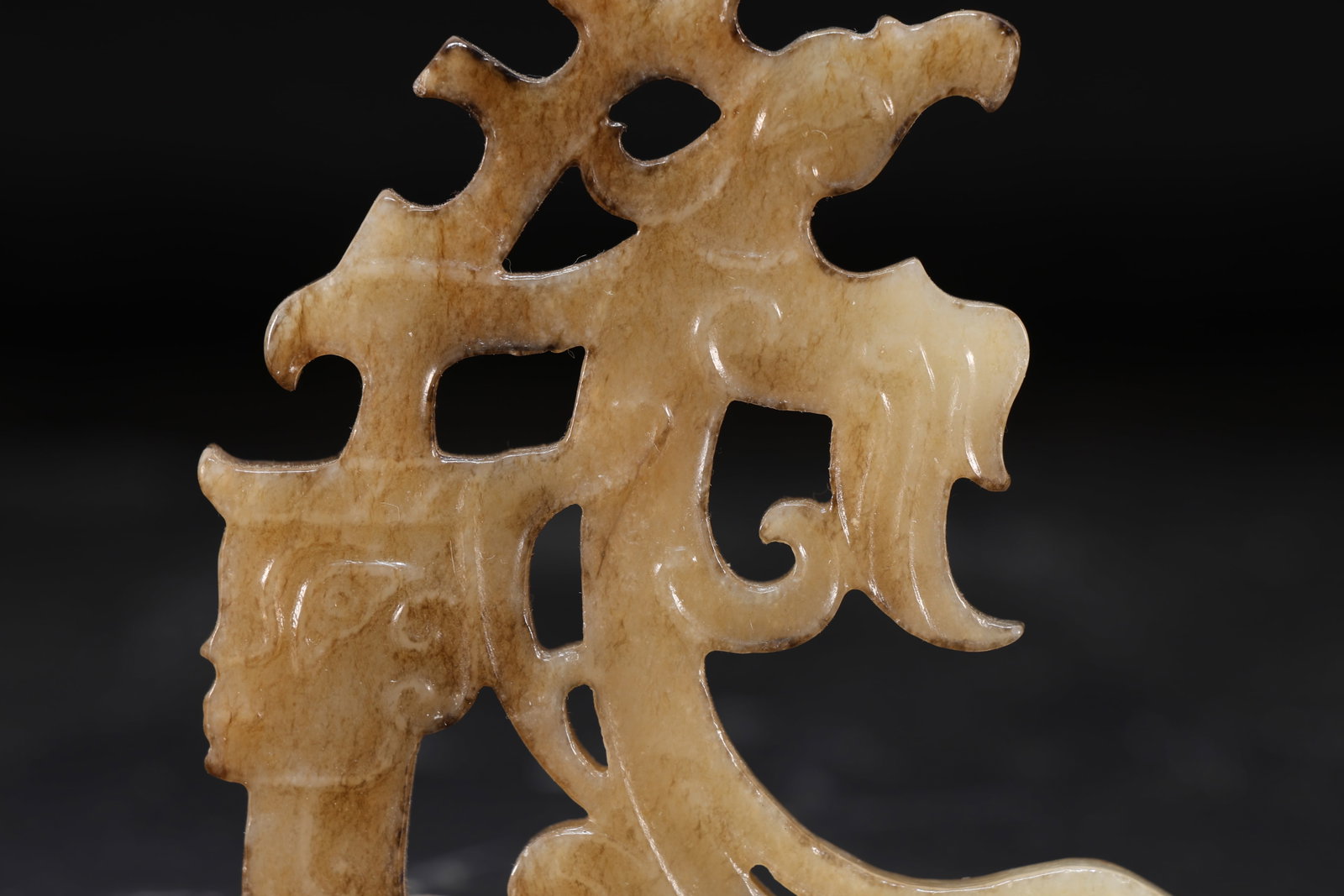 Jade Carved Character Face Pattern Bird Shape Bi - 4
