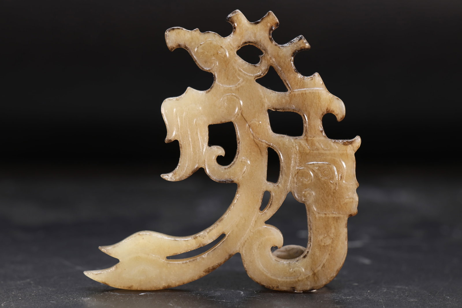 Jade Carved Character Face Pattern Bird Shape Bi - 5