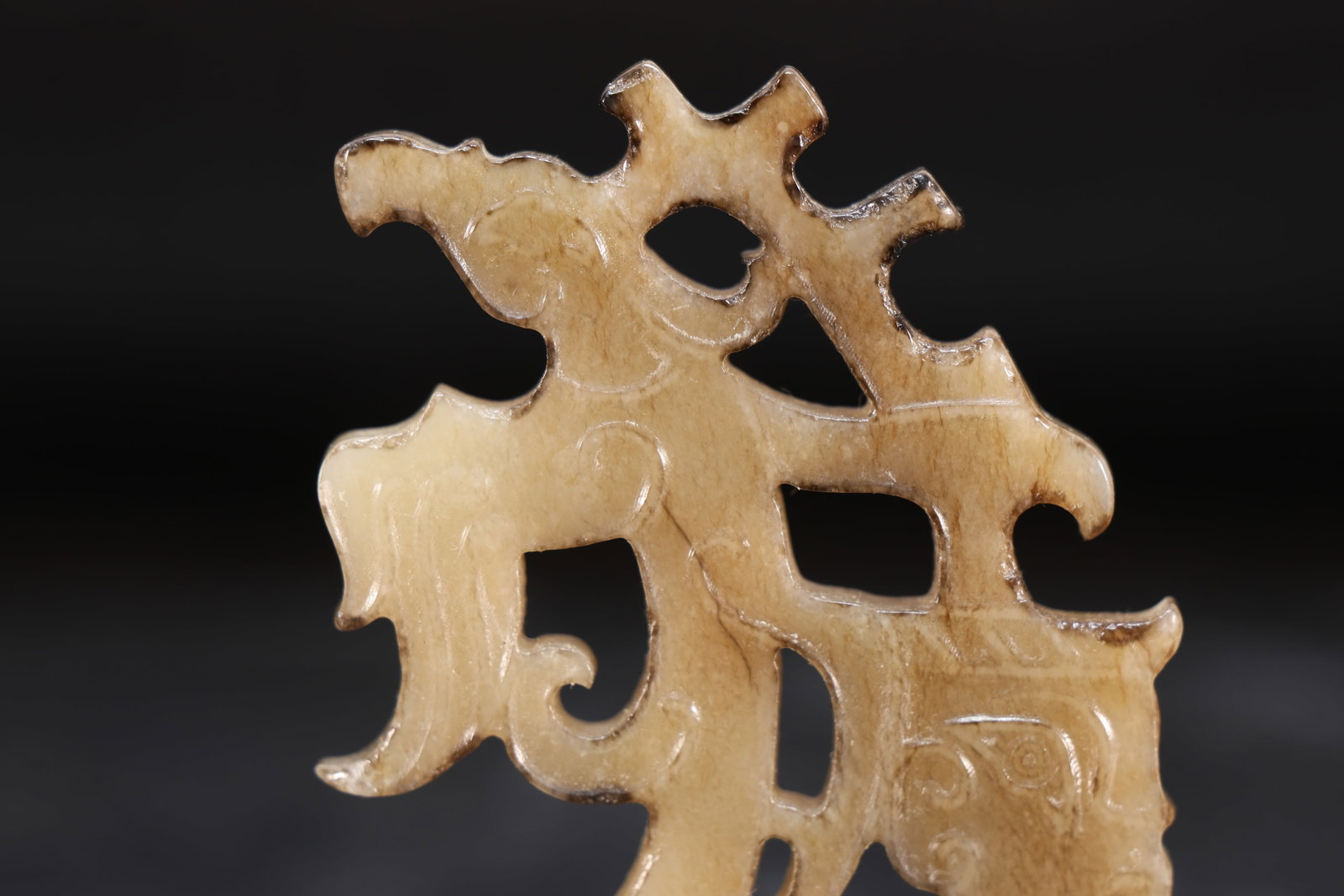 Jade Carved Character Face Pattern Bird Shape Bi - 6