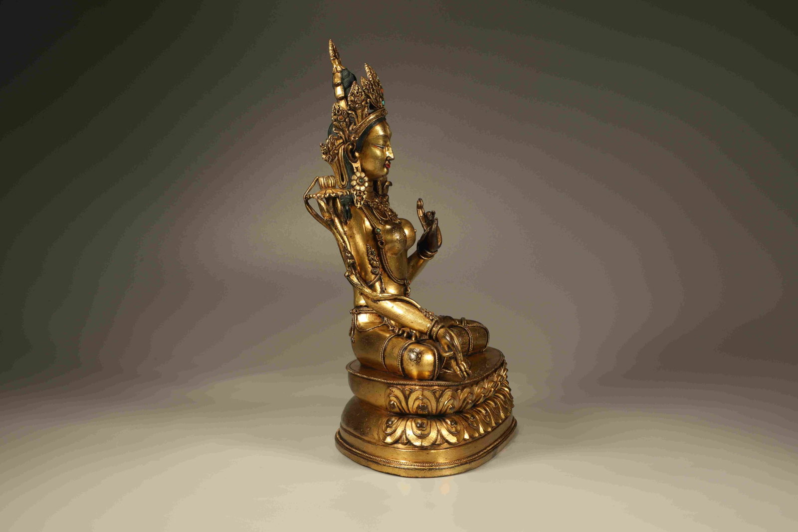 A Gilt Bronze Green Tara Figure - 6