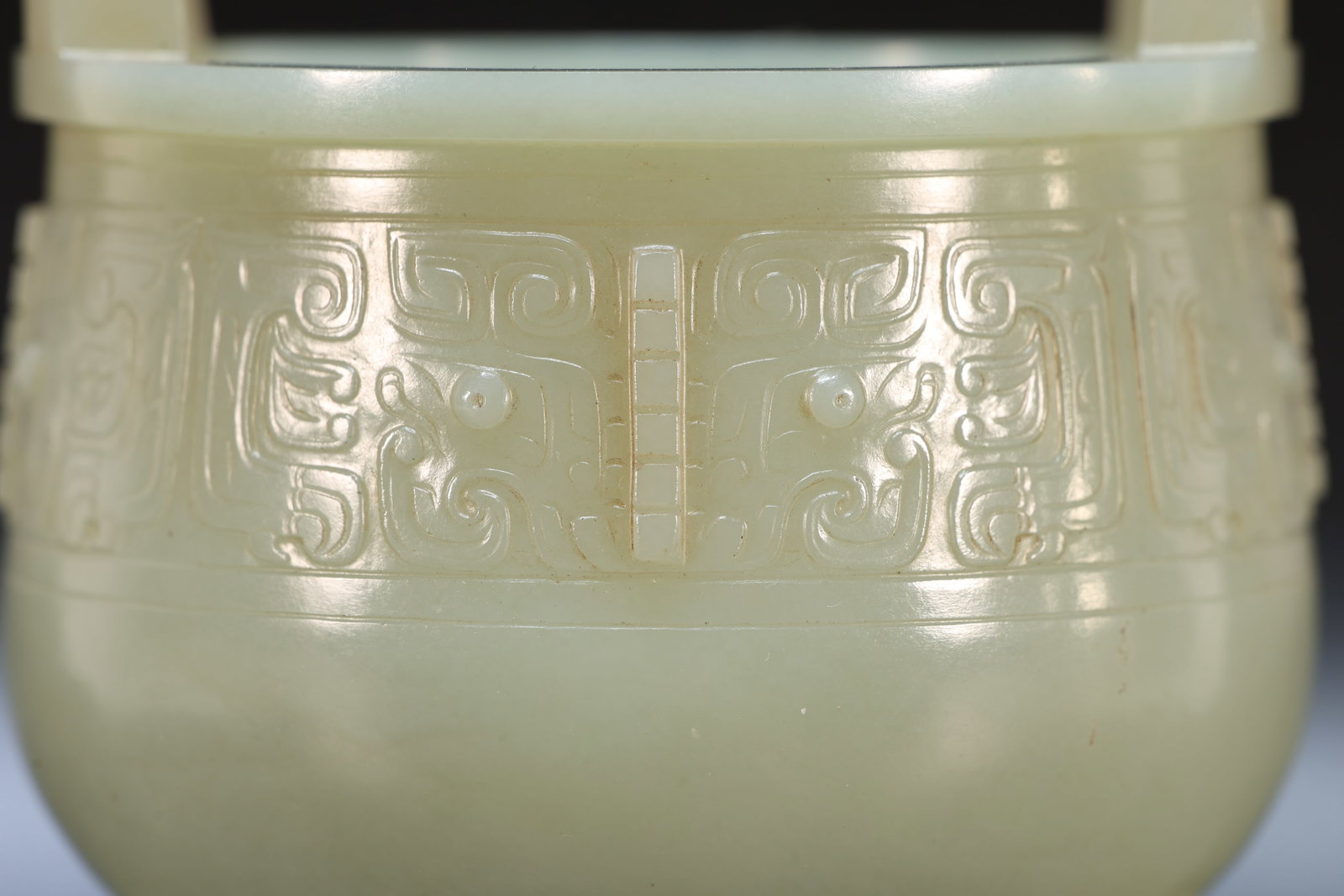A Jade Carved Beast Face Pattern Double Ears Incense Burner - 10