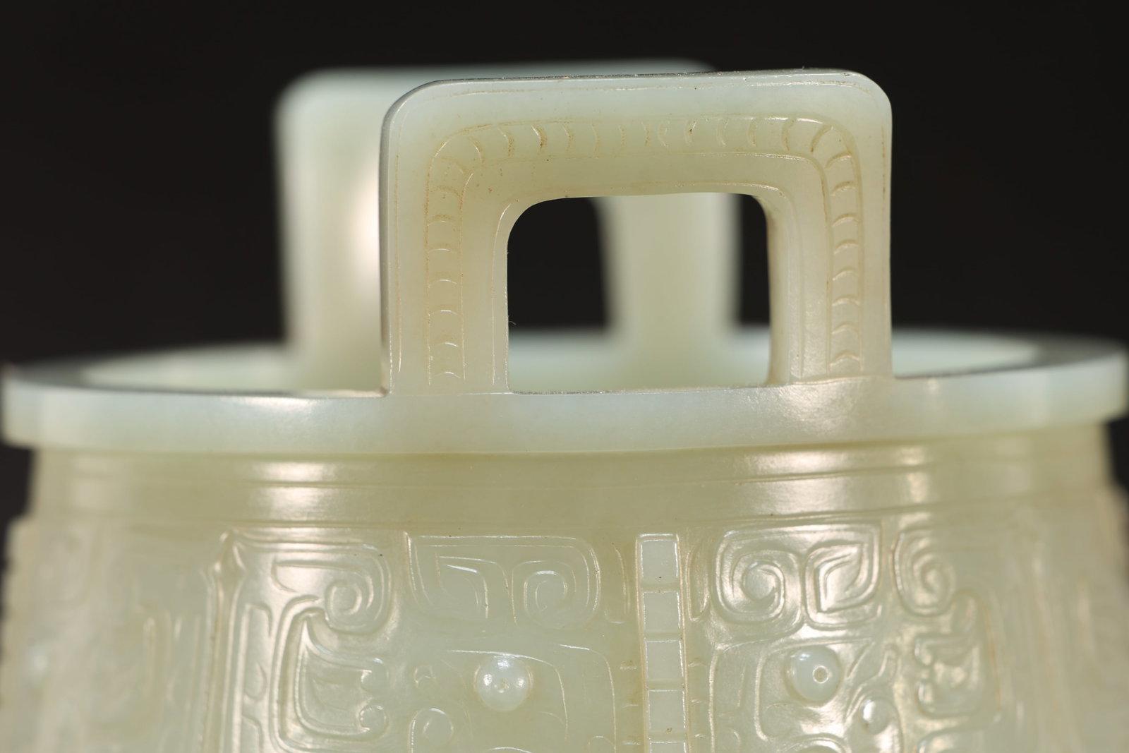 A Jade Carved Beast Face Pattern Double Ears Incense Burner - 6