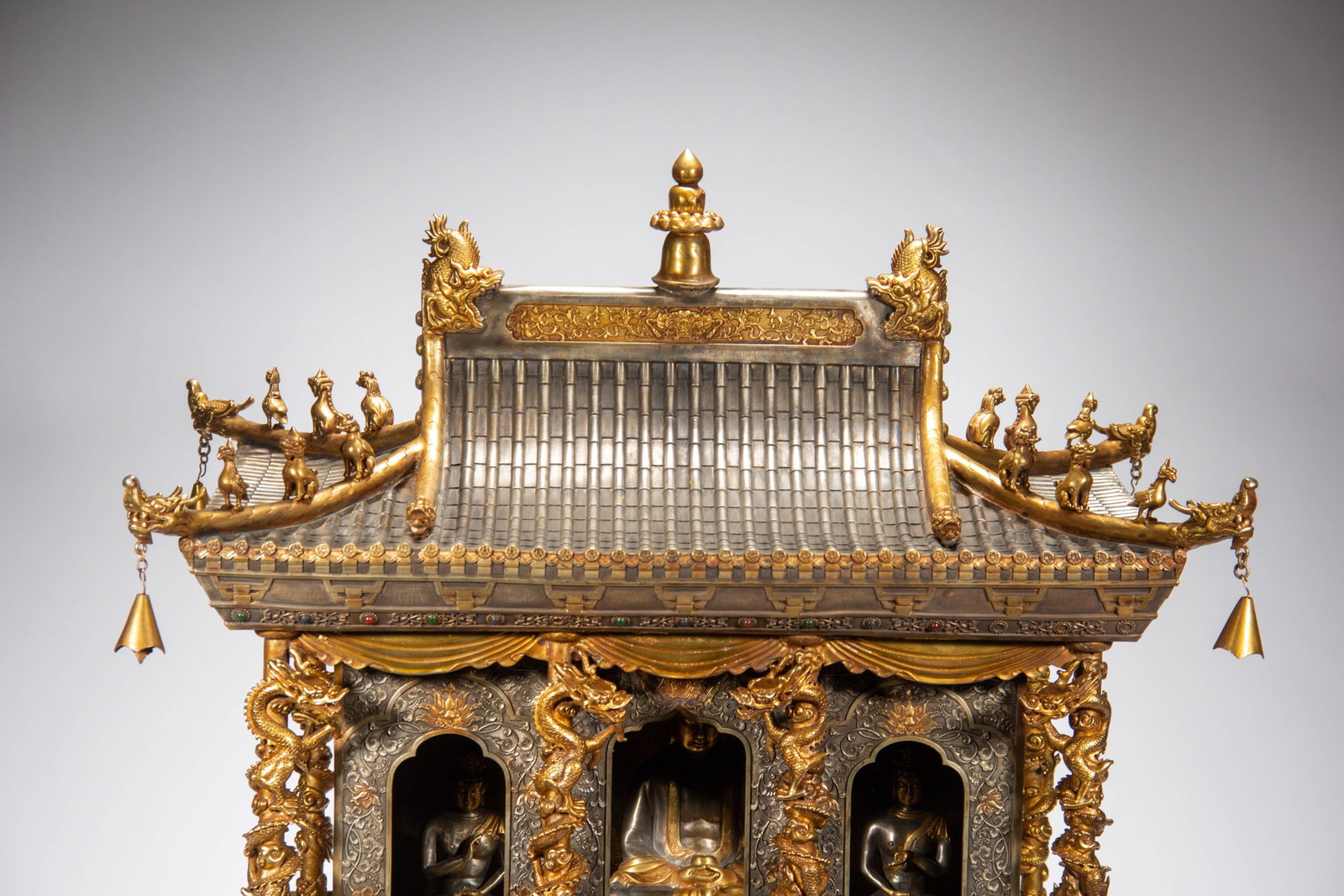Chinese Gilt Silver Buddhist Shrine - 2