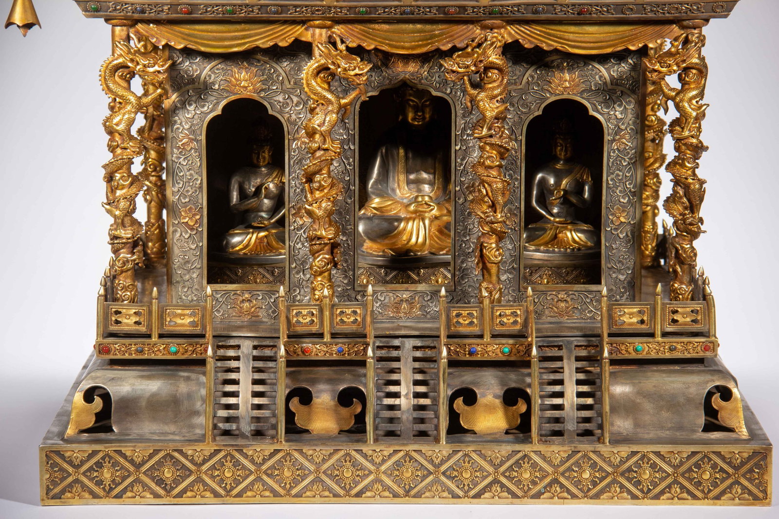 Chinese Gilt Silver Buddhist Shrine - 4