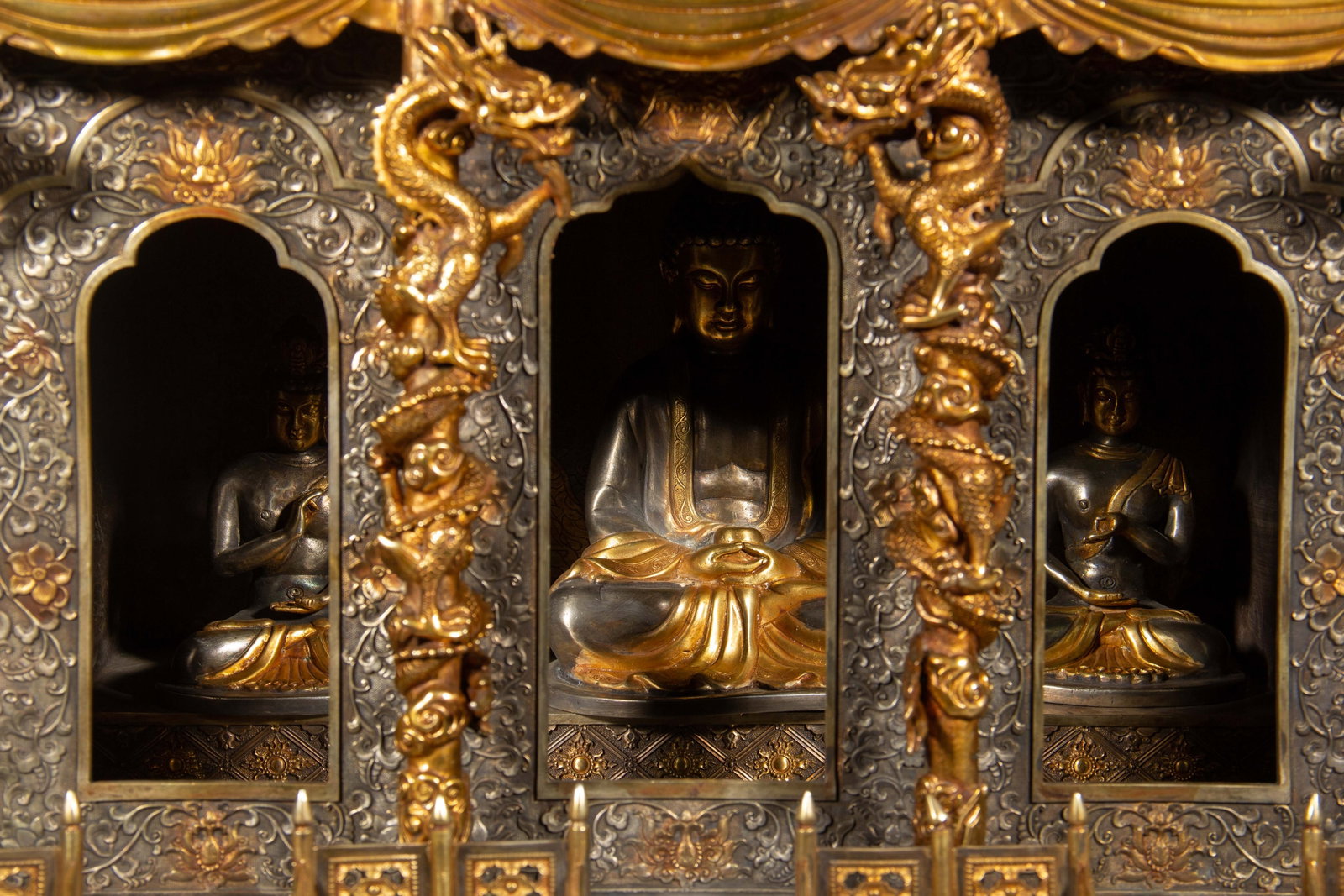 Chinese Gilt Silver Buddhist Shrine - 7