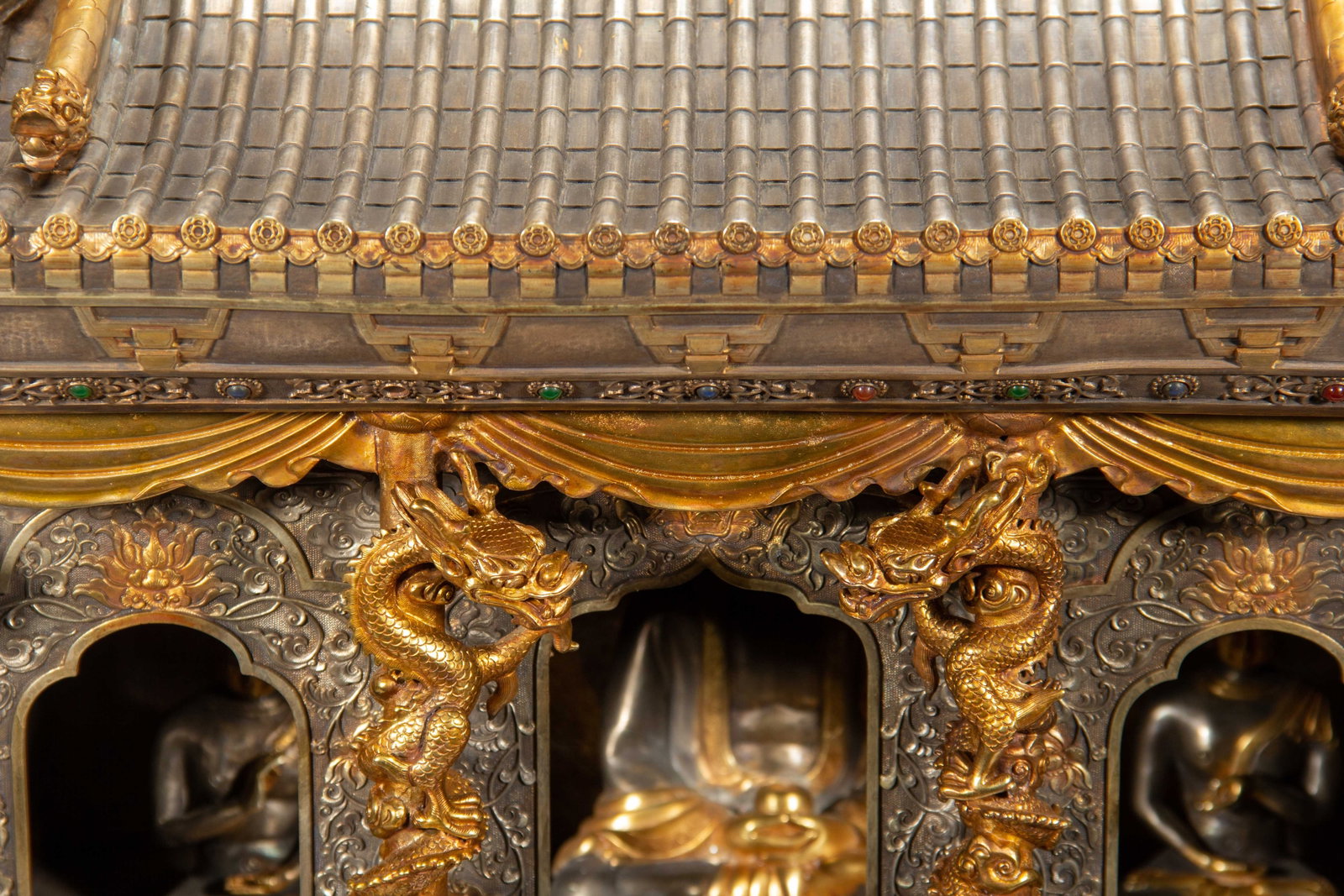 Chinese Gilt Silver Buddhist Shrine - 9