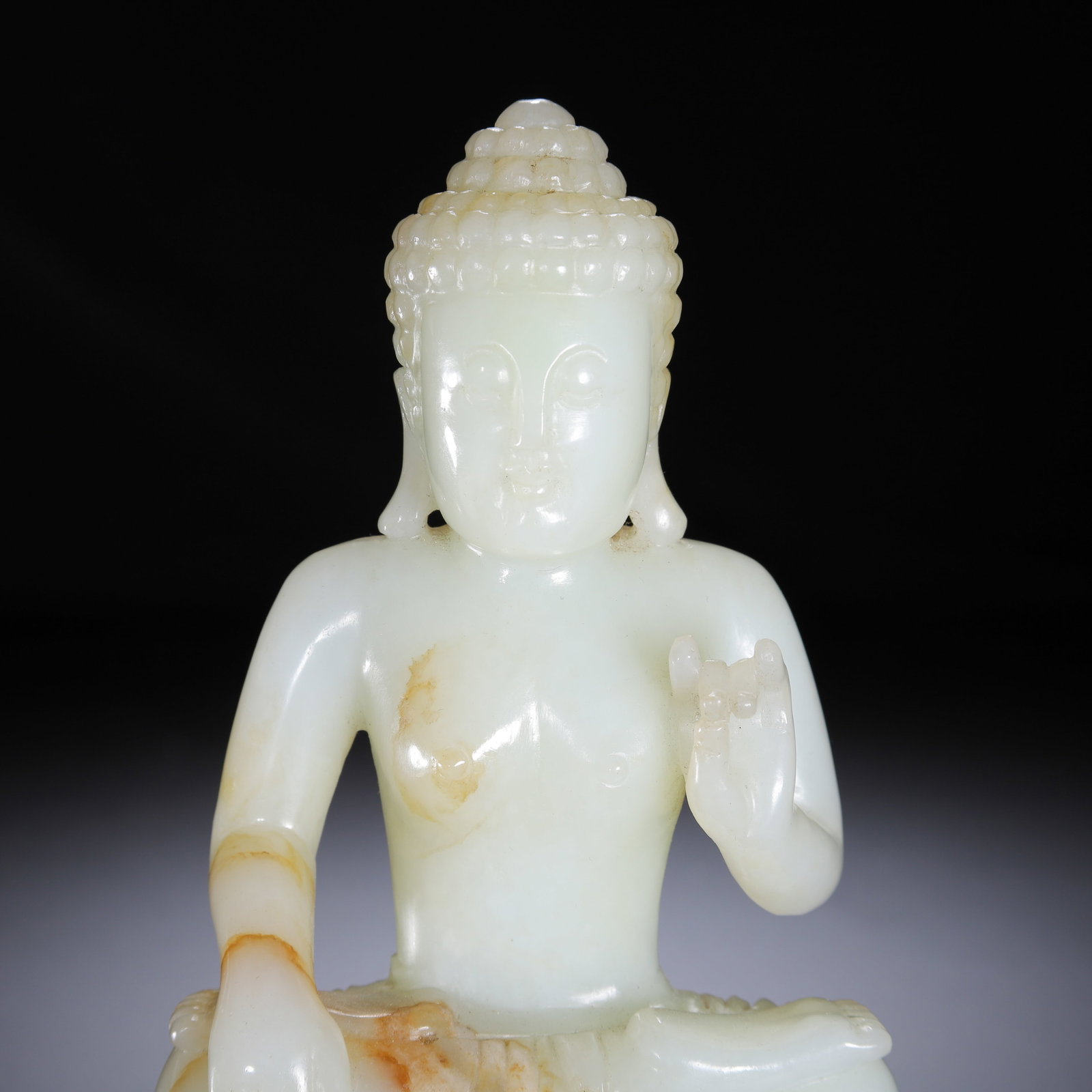 A Chinese White Jade Buddha Figure - 2