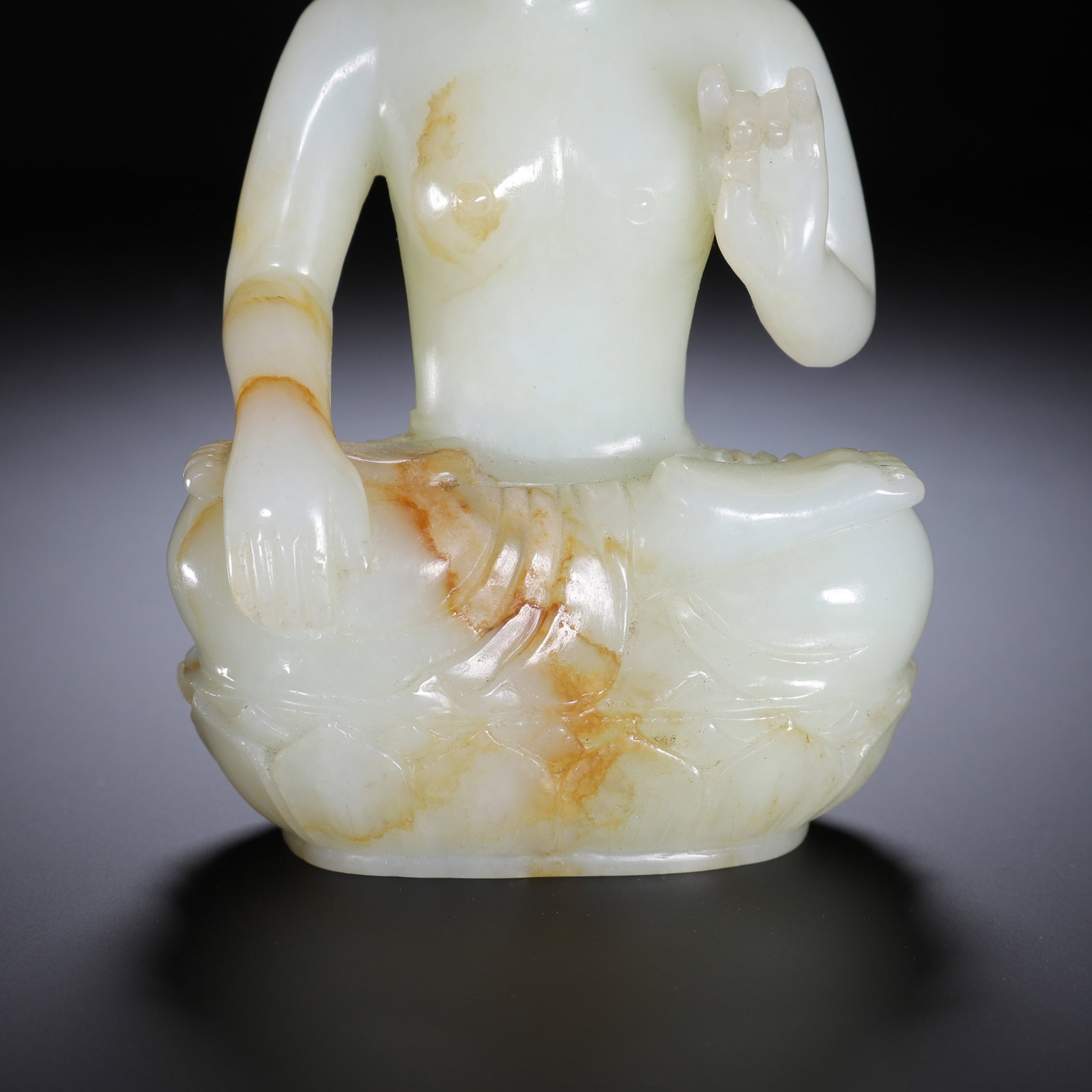 A Chinese White Jade Buddha Figure - 3