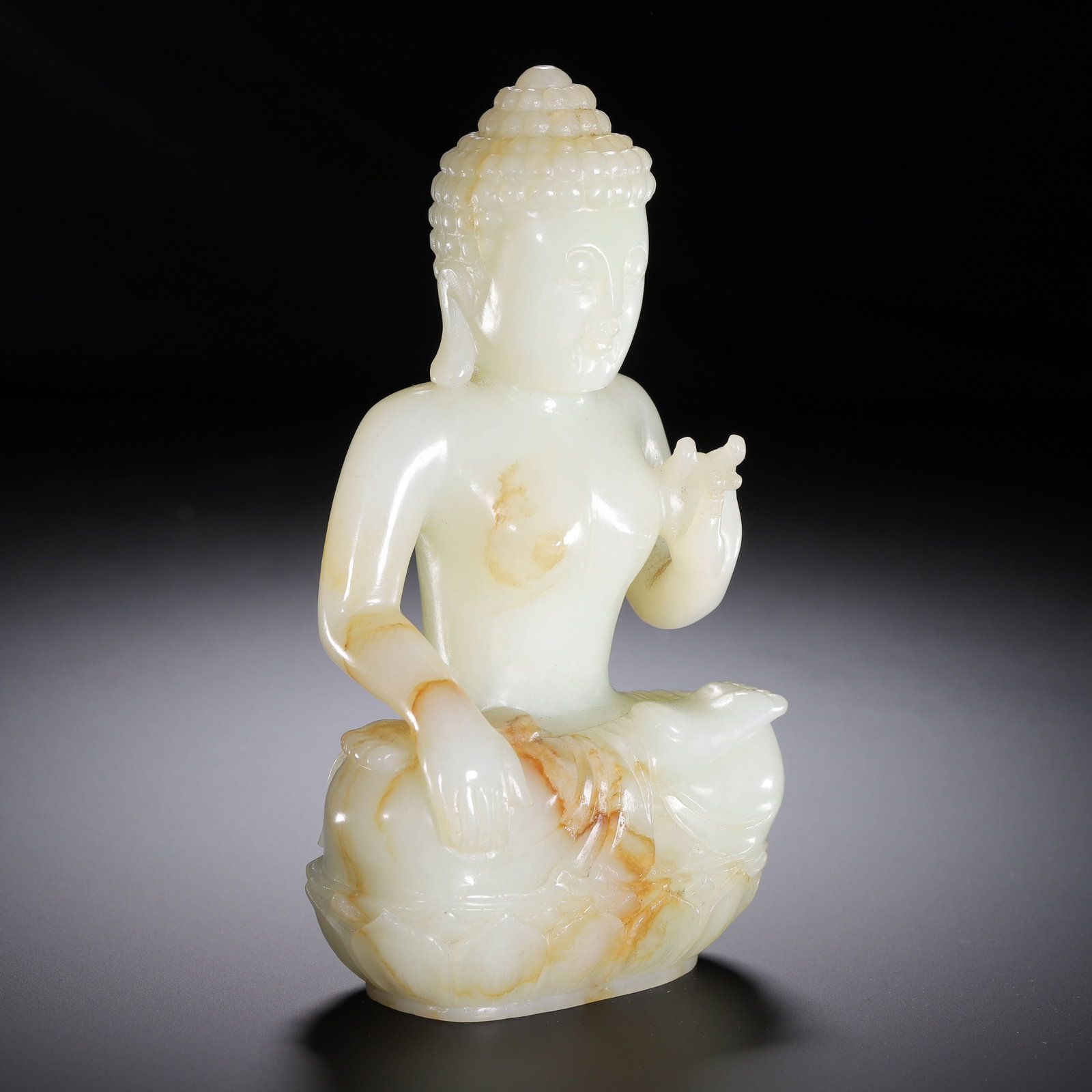 A Chinese White Jade Buddha Figure - 4