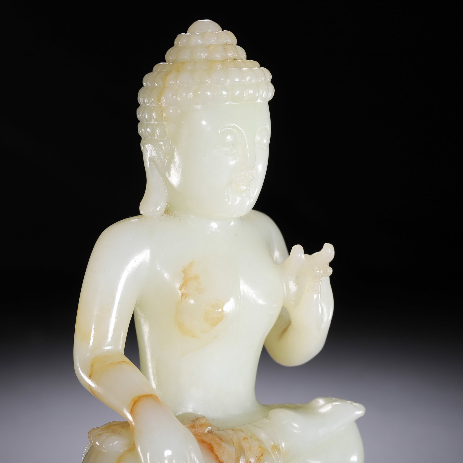 A Chinese White Jade Buddha Figure - 5