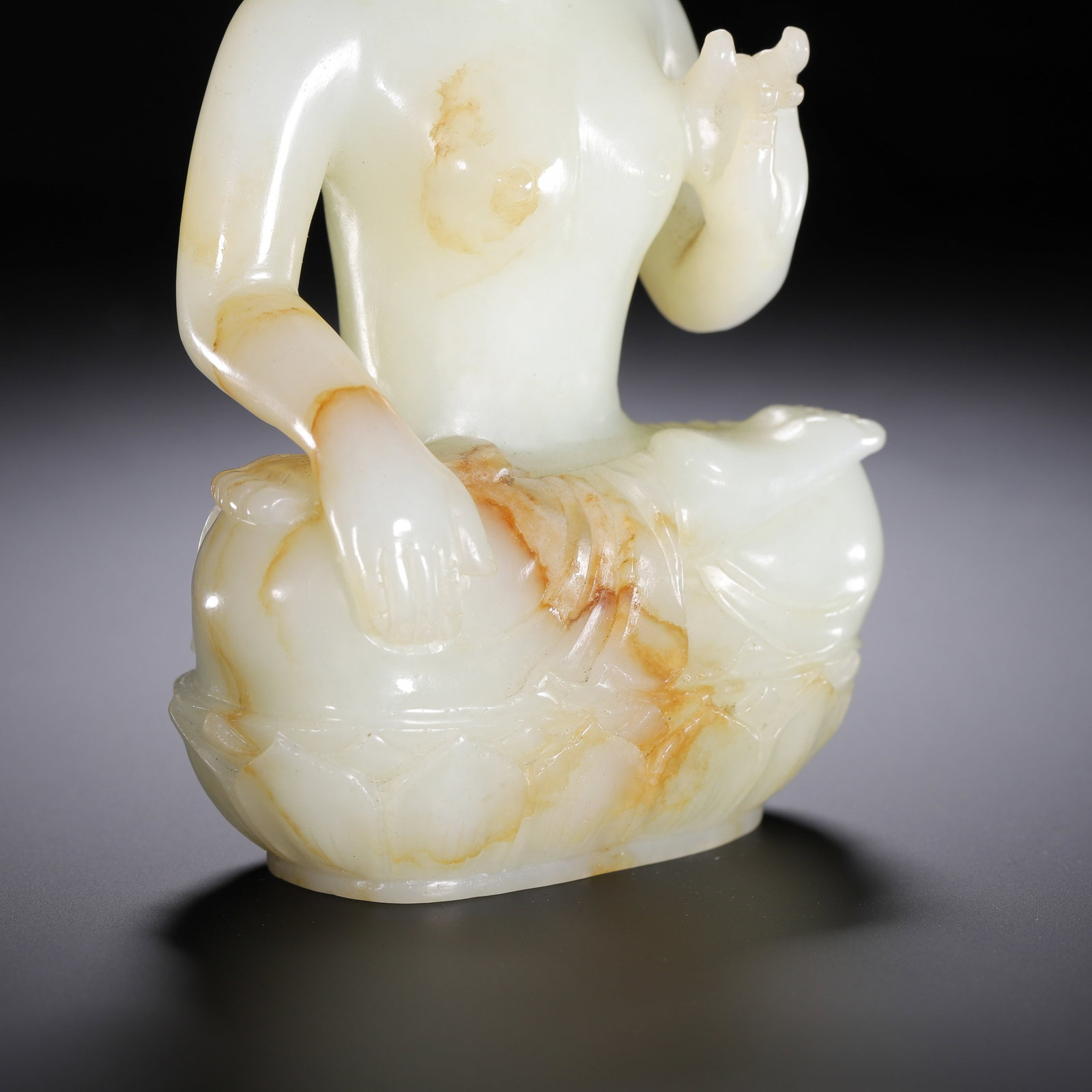 A Chinese White Jade Buddha Figure - 6