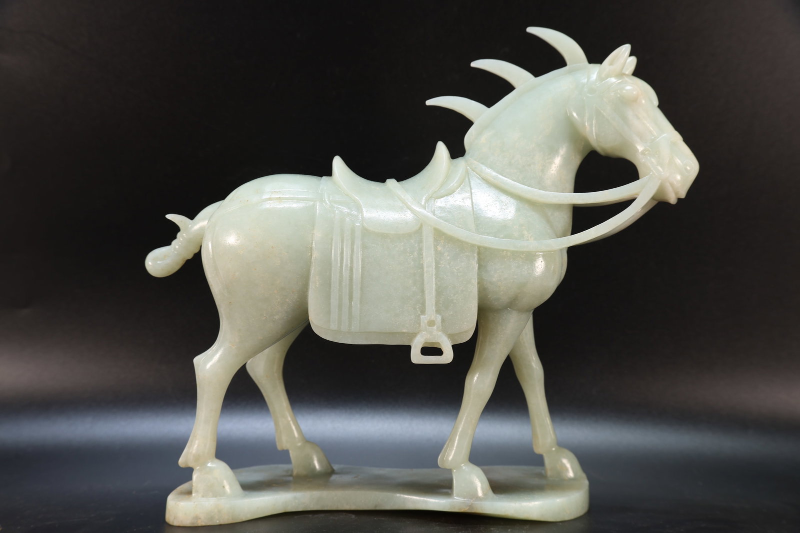 A Jade Carved Horse Shape Figure: A Jade Carved Horse Shape Figure (23 x 22 x 8cm)