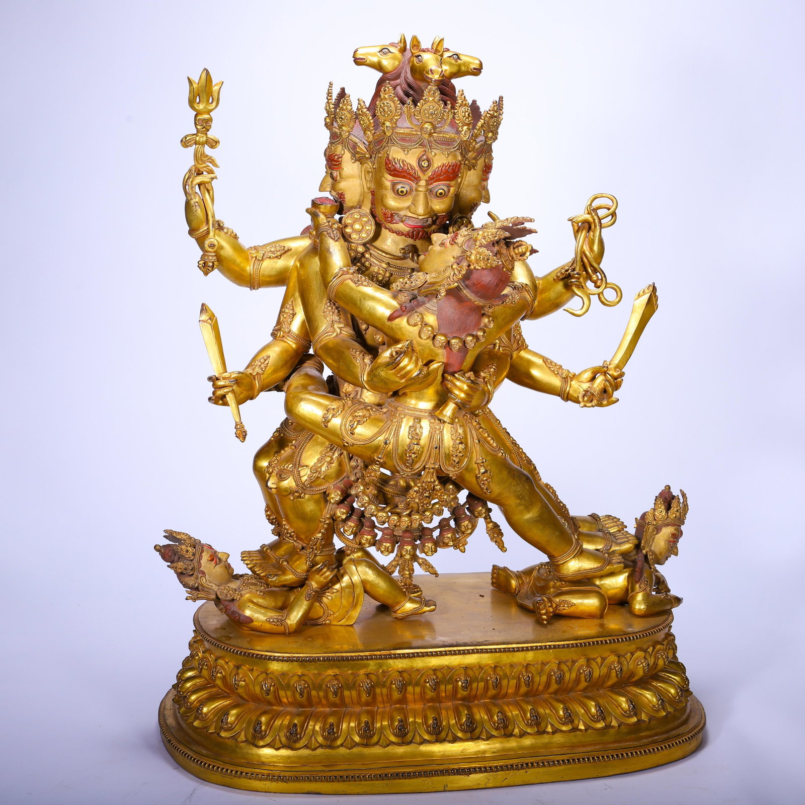 A Chinese Gilt Bronze Hayagriva Statue in Yab-Yum: A Chinese Gilt Bronze Hayagriva Statue in Yab-Yum (55 x 30 x 70cm)