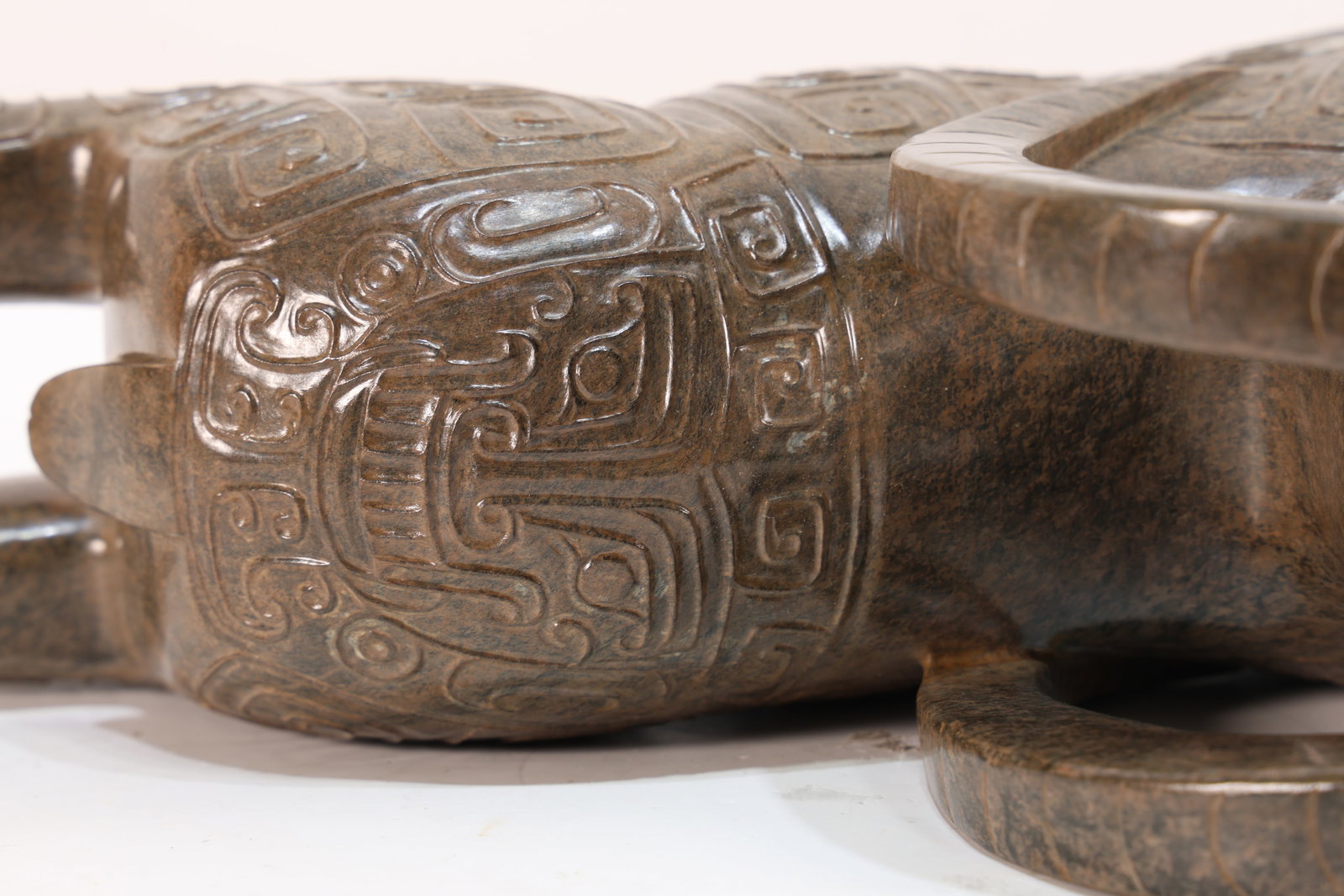 A Jade Carved Beast Face Pattern Ram Shape Figure - 13