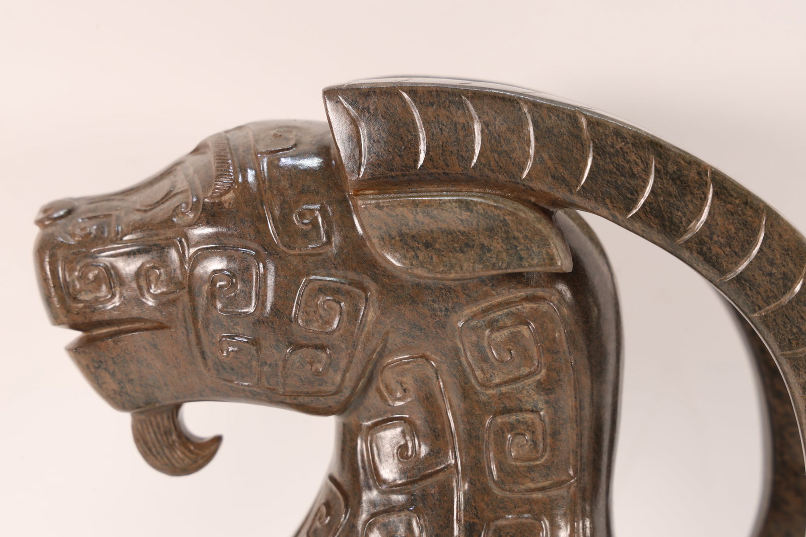 A Jade Carved Beast Face Pattern Ram Shape Figure - 4