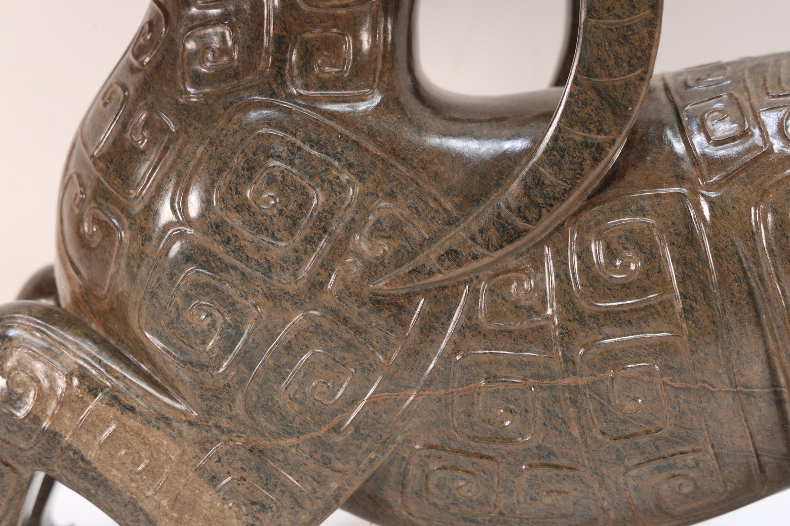 A Jade Carved Beast Face Pattern Ram Shape Figure - 5