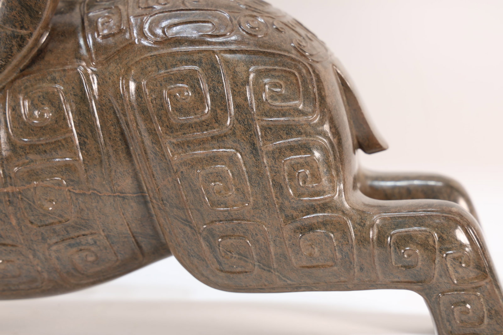 A Jade Carved Beast Face Pattern Ram Shape Figure - 6