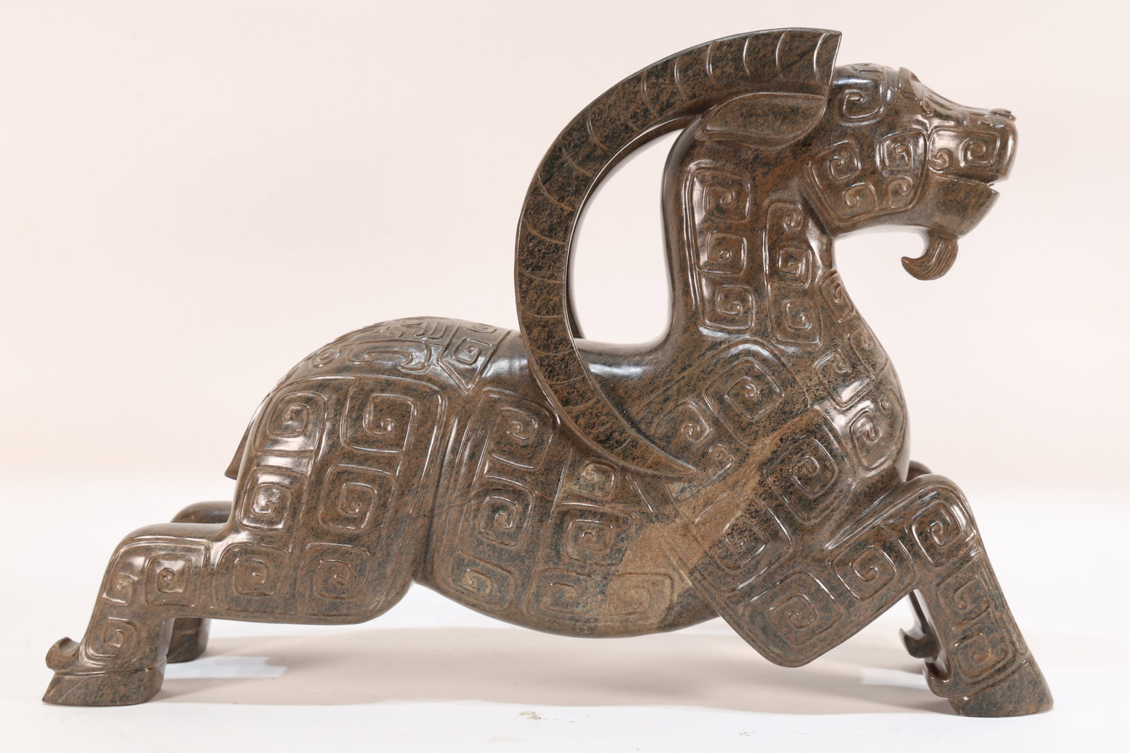 A Jade Carved Beast Face Pattern Ram Shape Figure - 8