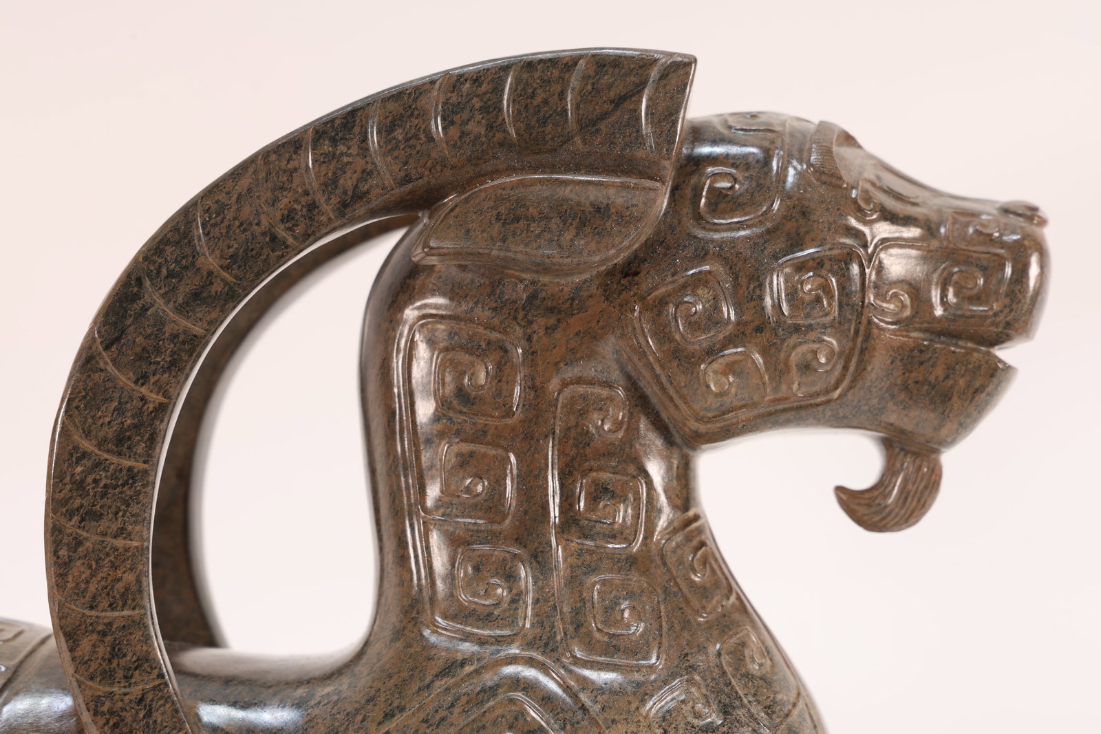 A Jade Carved Beast Face Pattern Ram Shape Figure - 9
