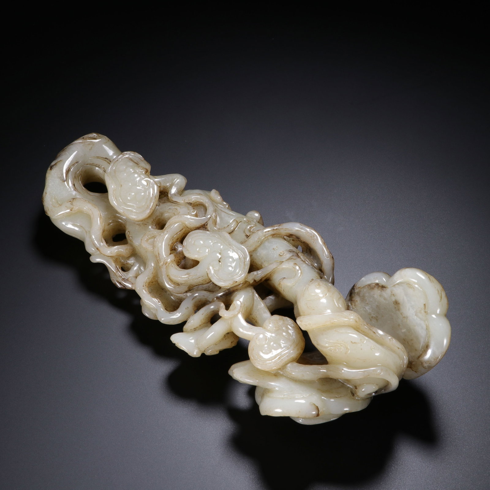 A Chinese Hetian White Jade Ruyi Scepter - 7