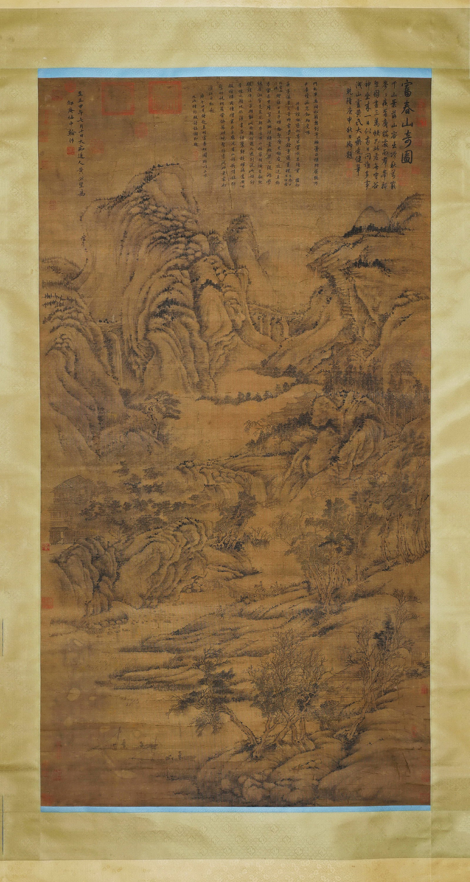 Huang Gongwang mark, Chinese Landscape painting, Ink and Color on Silk, Hanging Scroll: Huang Gongwang mark, Chinese Landscape painting, Ink and Color on Silk, Hanging Scroll (178 x 89cm)