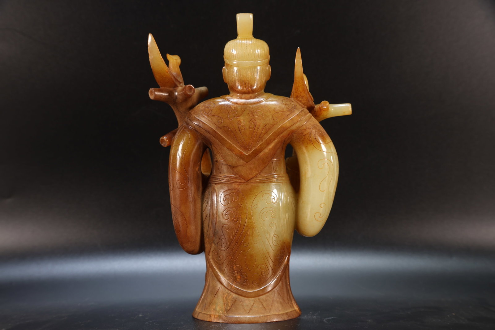 A Jade Carved Cloud Pattern Character and Bird Shape Figure - 10