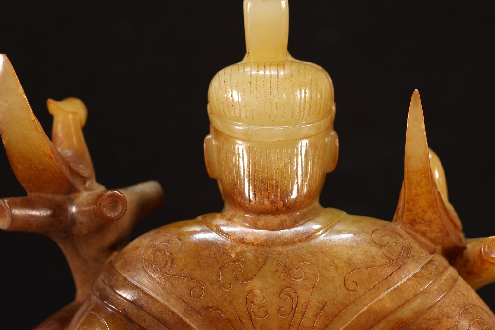 A Jade Carved Cloud Pattern Character and Bird Shape Figure - 11