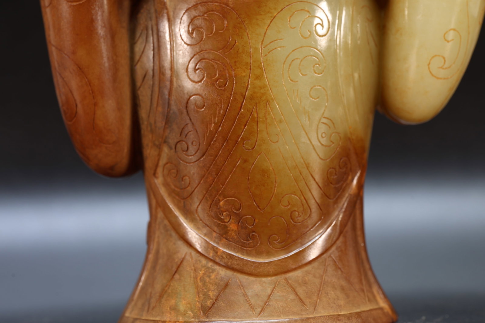A Jade Carved Cloud Pattern Character and Bird Shape Figure - 13