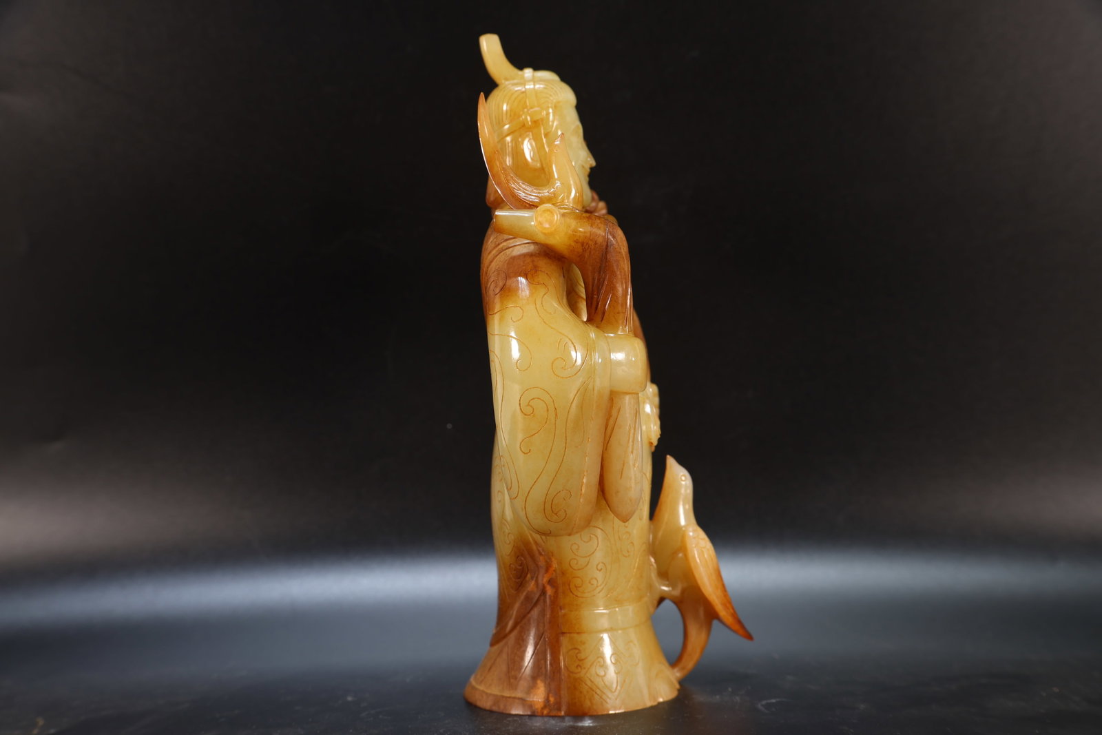 A Jade Carved Cloud Pattern Character and Bird Shape Figure - 14
