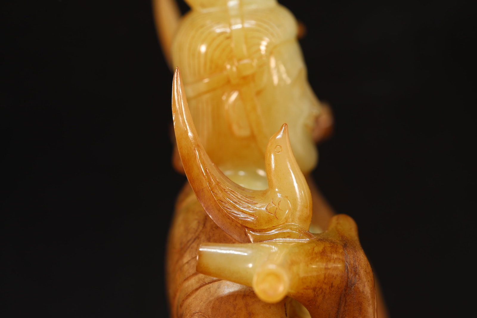 A Jade Carved Cloud Pattern Character and Bird Shape Figure - 15