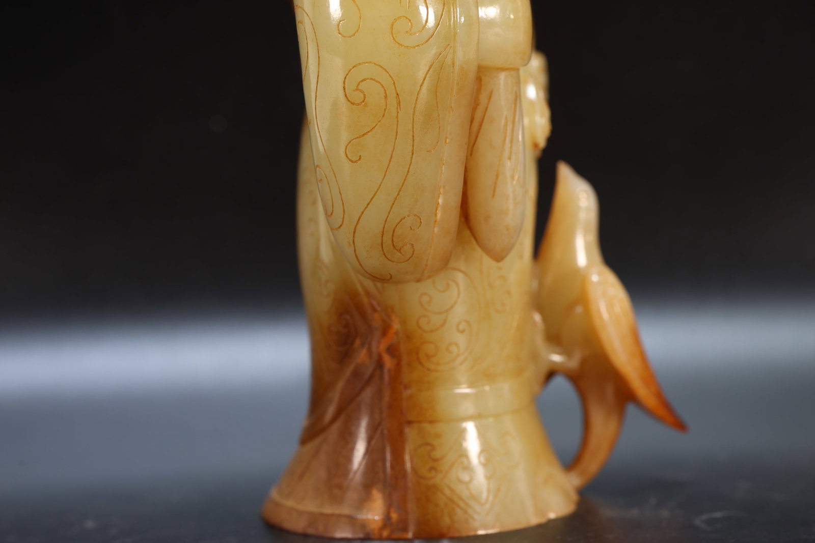 A Jade Carved Cloud Pattern Character and Bird Shape Figure - 16
