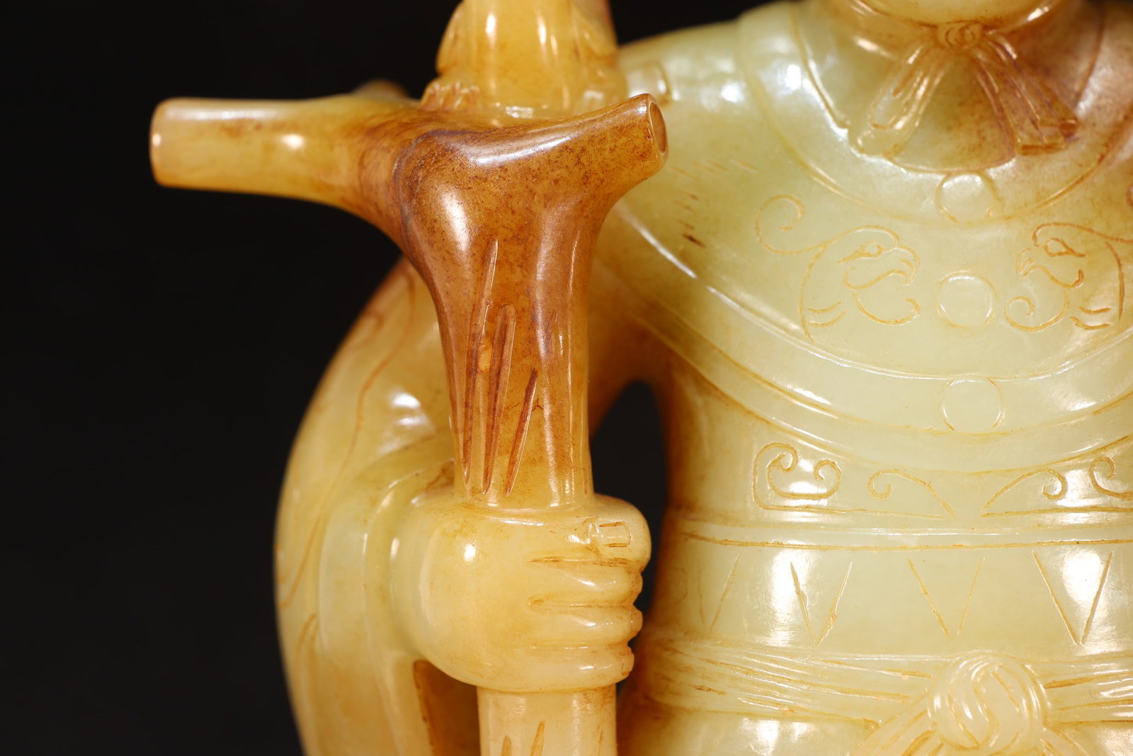 A Jade Carved Cloud Pattern Character and Bird Shape Figure - 3