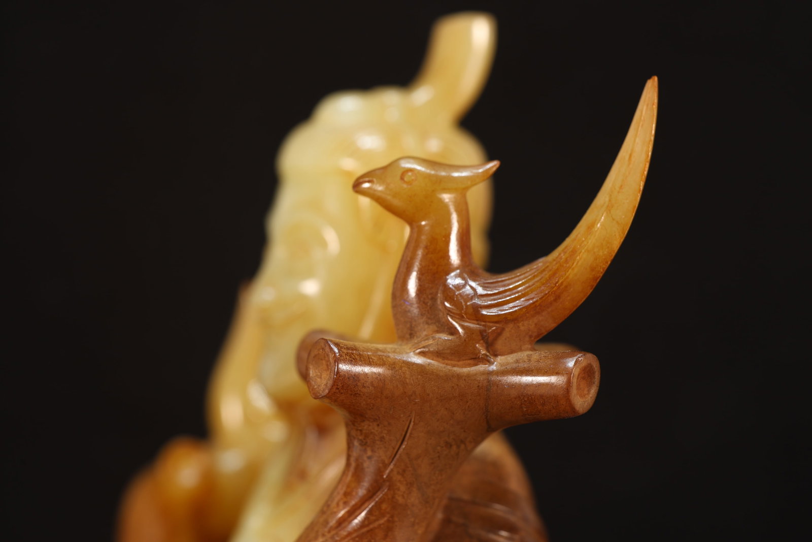A Jade Carved Cloud Pattern Character and Bird Shape Figure - 8