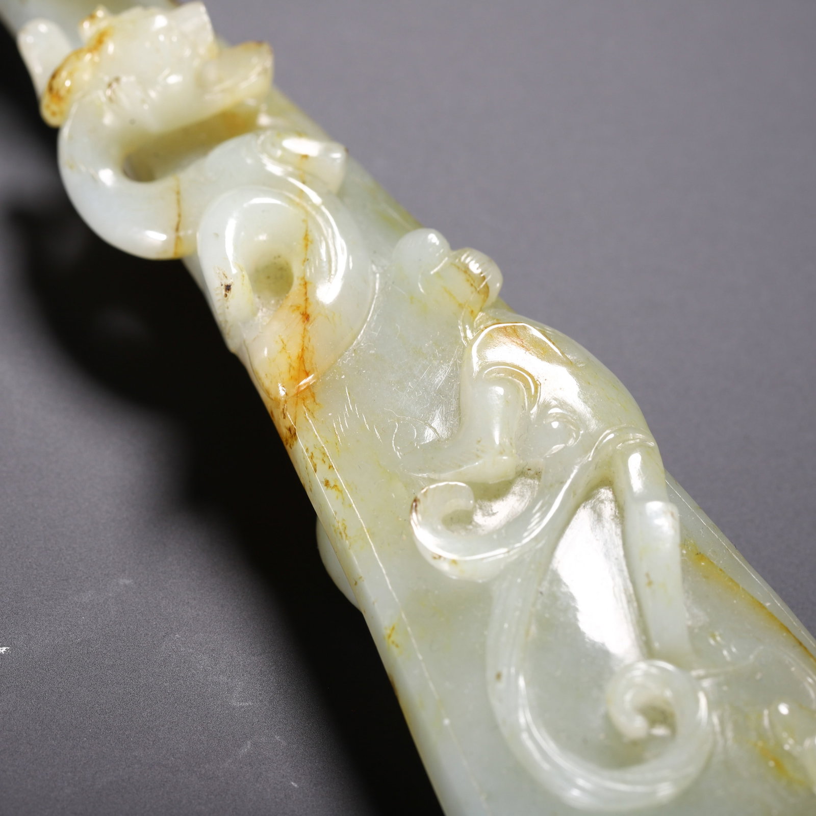 A Chinese White Jade Dragon Belt Hook - 3