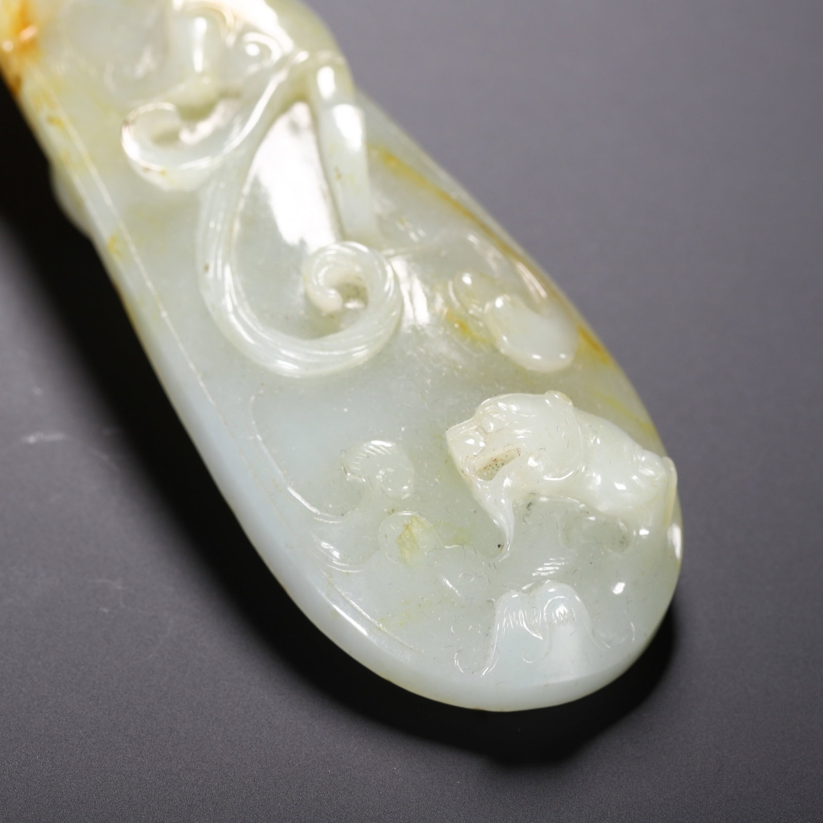 A Chinese White Jade Dragon Belt Hook - 4
