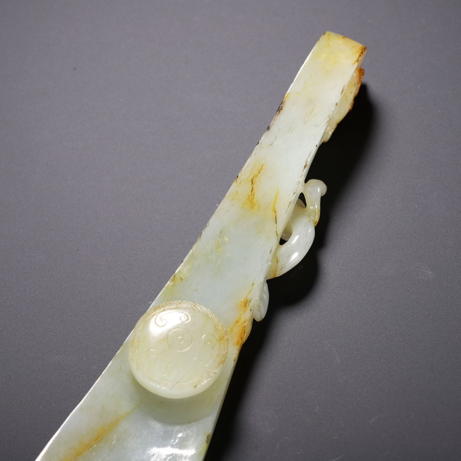 A Chinese White Jade Dragon Belt Hook - 6
